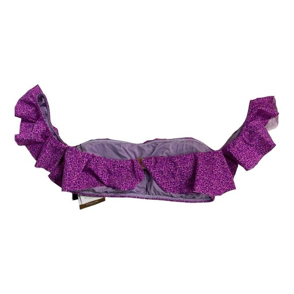 Vix Paula Hermanny Bikini Top Womens M Purple Dotted Bandeau Ruffle Off Shoulder - Picture 2 of 5